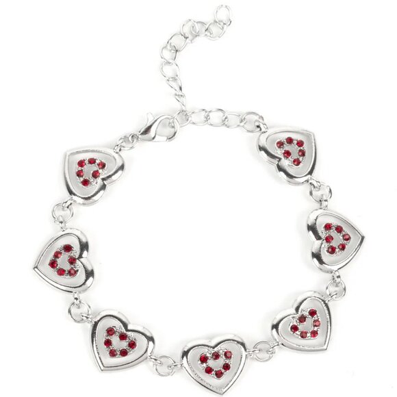 Paparazzi Jewelry Accessories - Catching Feelings - Red Bracelet - Vintage - Picture 2 of 4